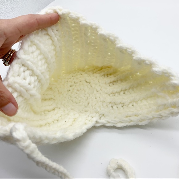 Majestic Filatures Deluxe Knit Trapper Hat in Ivory Girl’s OS - Picture 3 of 3